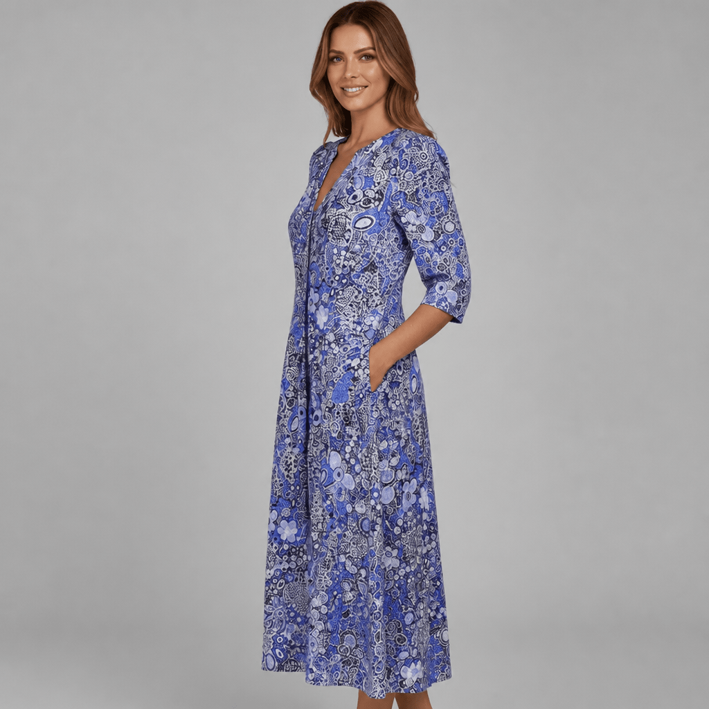 Floral Midi Dress with V-Neck and Pockets for Summer Casual Wear - We are MFEO