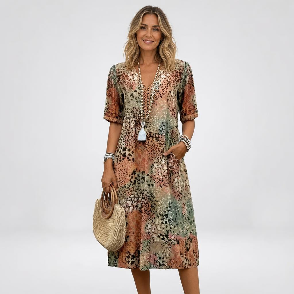 Floral Midi Wedding Guest Dress for Summer with Breathable Fabric - We Are MFEO