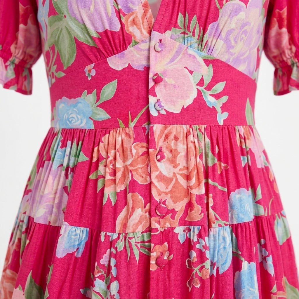 Floral Print V-Neck Dress with Pockets – Lightweight Summer Dress in Plus Size - We are MFEO
