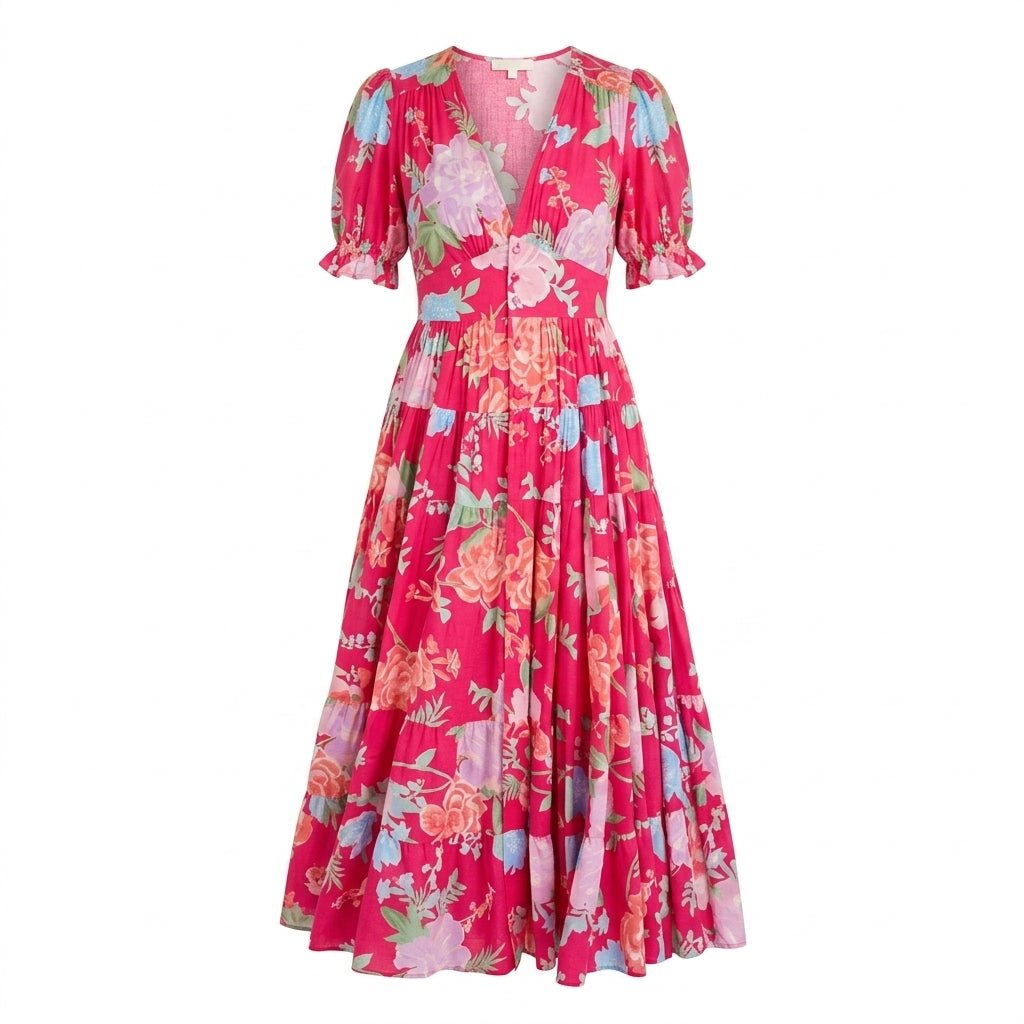 Floral Print V-Neck Dress with Pockets – Lightweight Summer Dress in Plus Size - We are MFEO