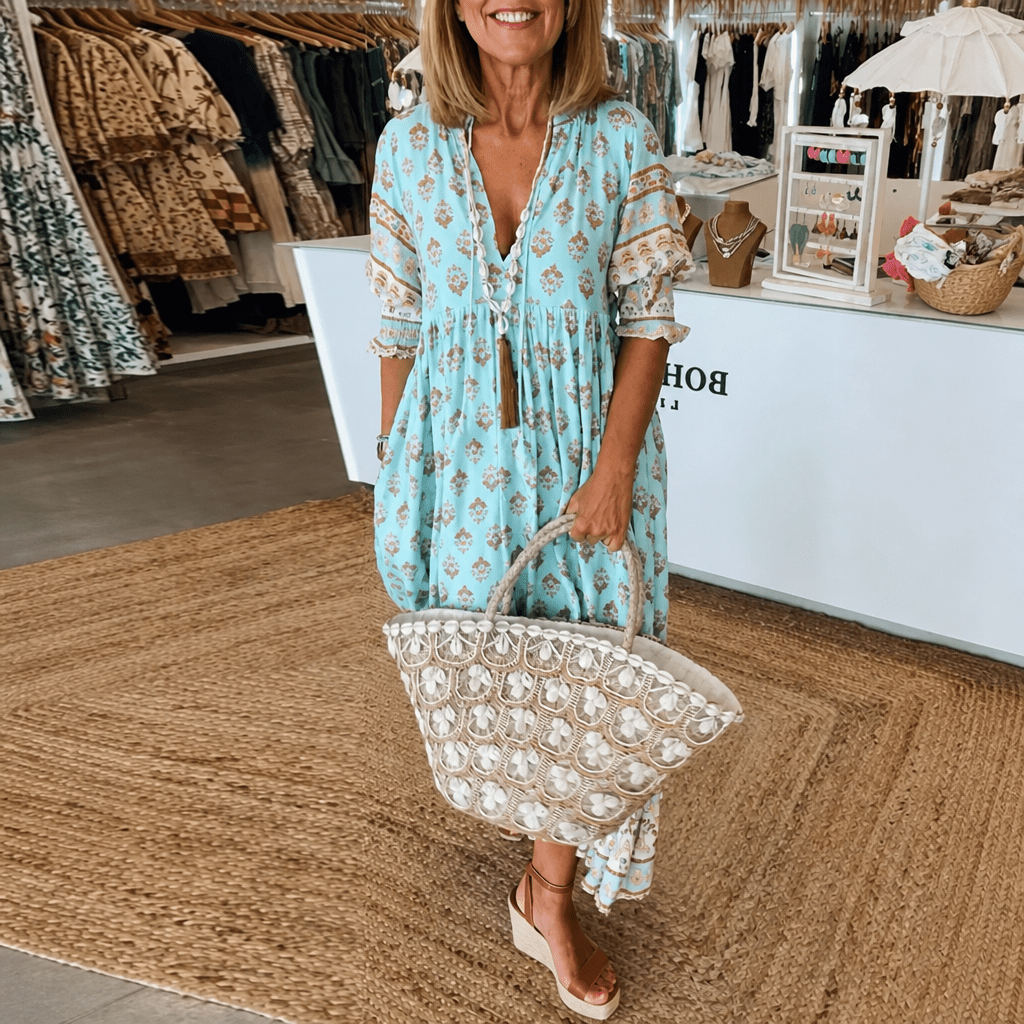 Floral V-Neck Dress – Flowing Fit for Summer Wedding Guest or Casual Wear - We are MFEO