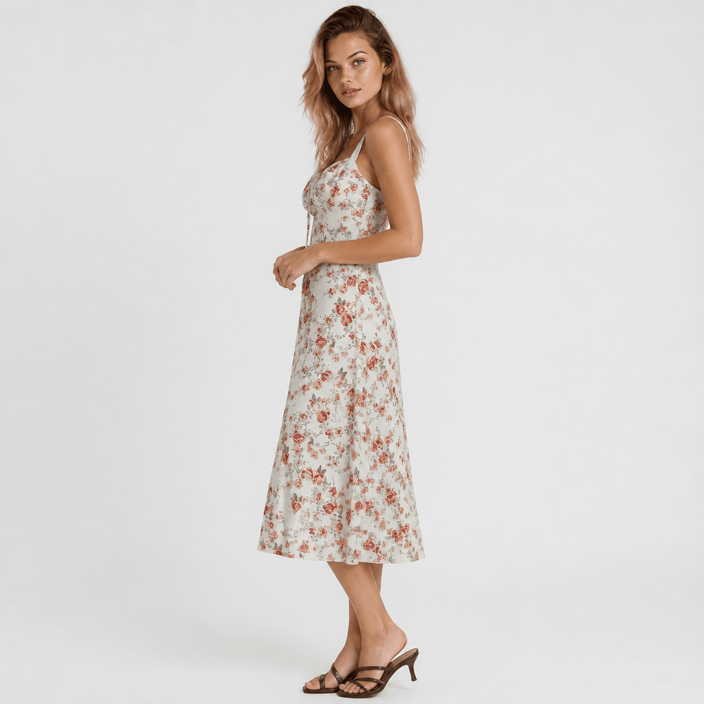 Floral Wedding Guest Midi Dress – Lightweight with Side Slit - We are MFEO