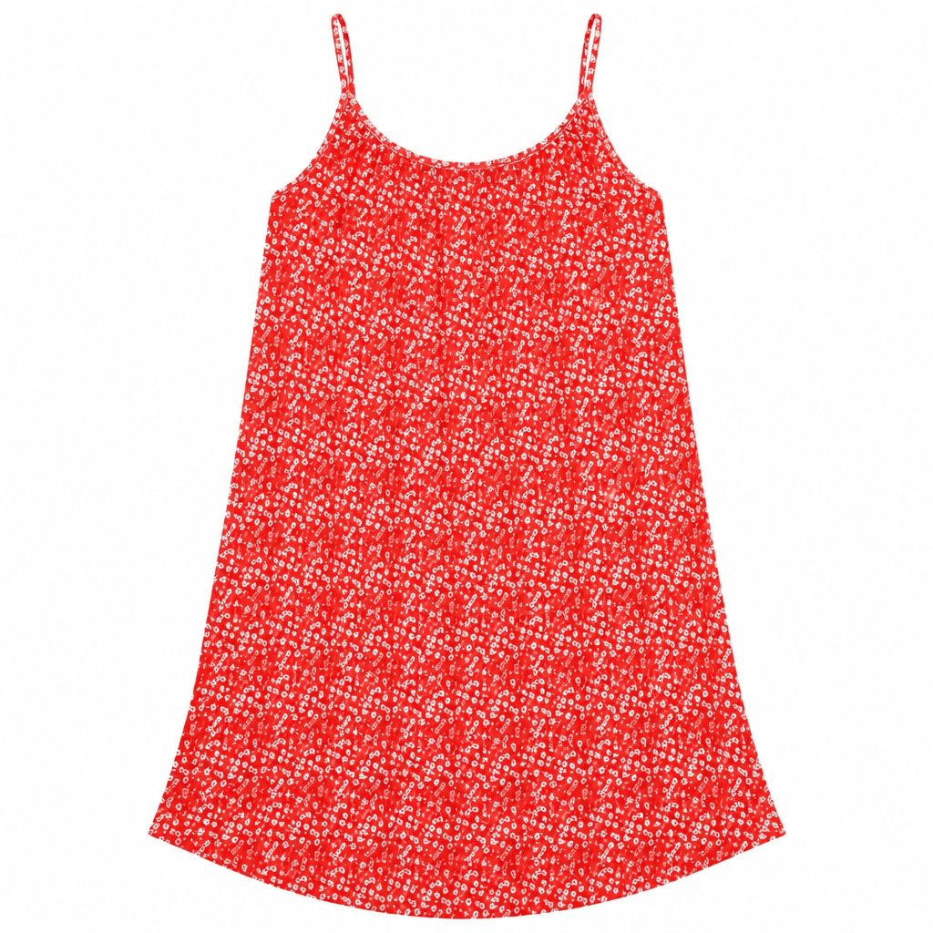 Flowy A-Line Midi Dress for Summer with Spaghetti Straps and Ditsy Print, Plus Size Available - We are MFEO