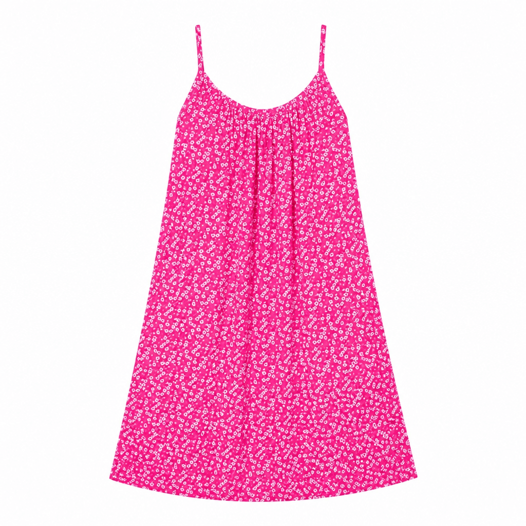 Flowy A-Line Midi Dress for Summer with Spaghetti Straps and Ditsy Print, Plus Size Available - We are MFEO