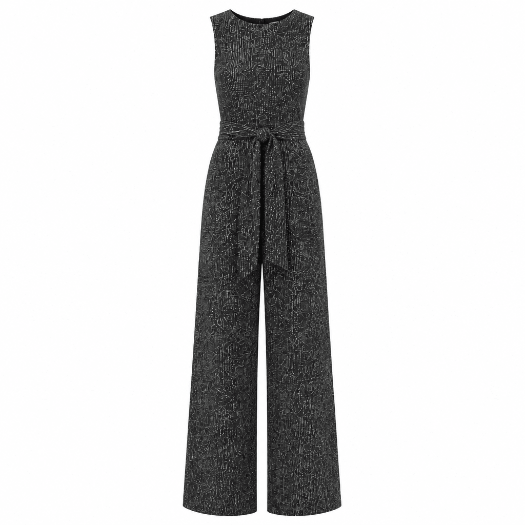 Gold Sequin Evening Jumpsuit – Wide Leg Design with Waist Tie for Formal Wear - We are MFEO