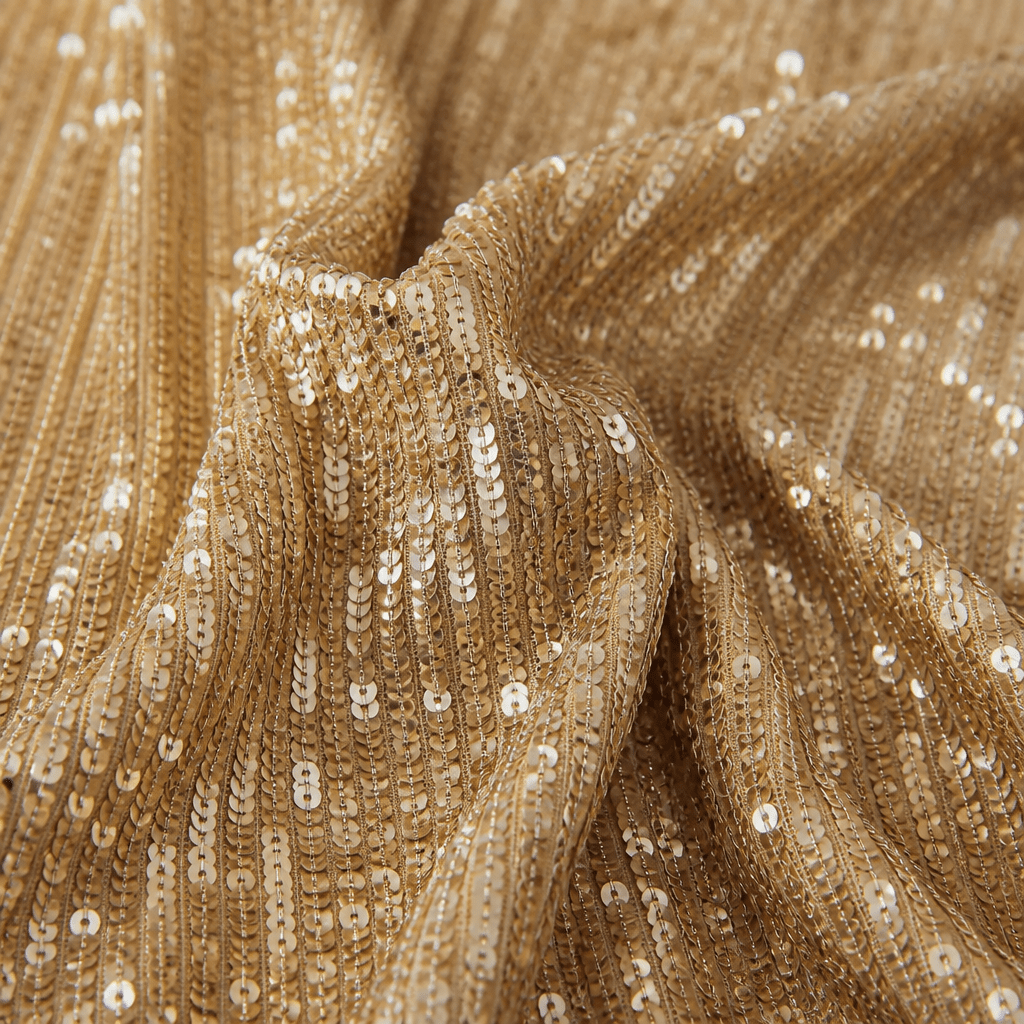 Gold Sequin Evening Jumpsuit – Wide Leg Design with Waist Tie for Formal Wear - We are MFEO
