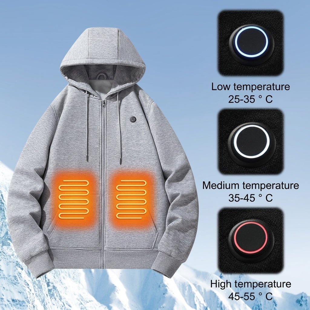 Heated Hoodie for Women – Zip-Up Sweatshirt with Kangaroo Pocket for Winter Warmth - We are MFEO
