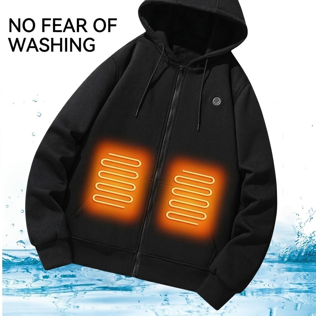Heated Hoodie for Women – Zip-Up Sweatshirt with Kangaroo Pocket for Winter Warmth - We are MFEO