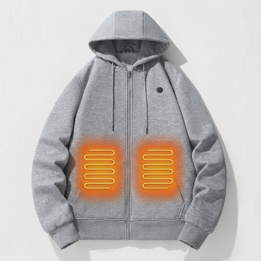 Heated Hoodie for Women – Zip-Up Sweatshirt with Kangaroo Pocket for Winter Warmth - We are MFEO