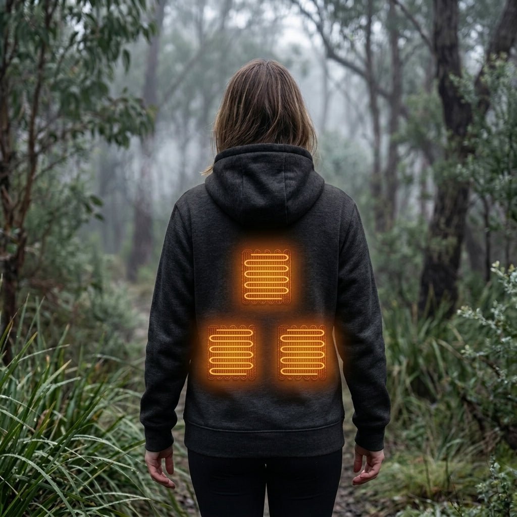 Heated Hoodie for Women – Zip-Up Sweatshirt with Kangaroo Pocket for Winter Warmth - We are MFEO