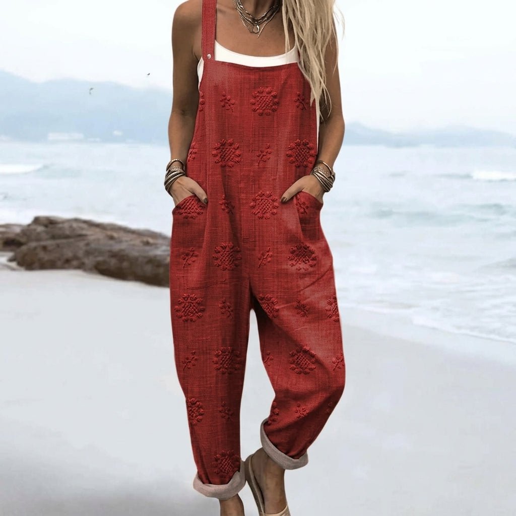 Jumpsuit with Floral Pattern – Flattering Waist, Breathable Fabric - We are MFEO