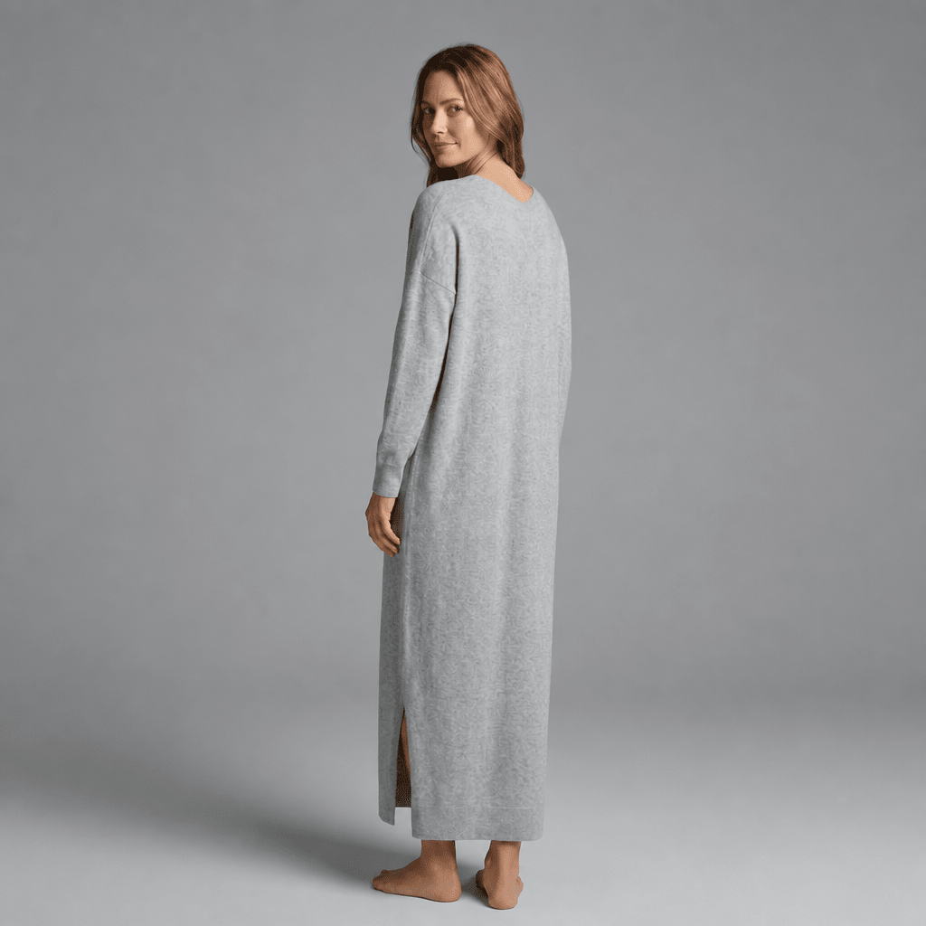 Knit Maxi Dress – Long Sleeve V-Neck Casual Wear with Side Slits - We are MFEO