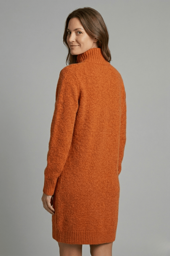 Knit Midi Dress with High Mock Neck – Plus Size Sweater Dress - We are MFEO