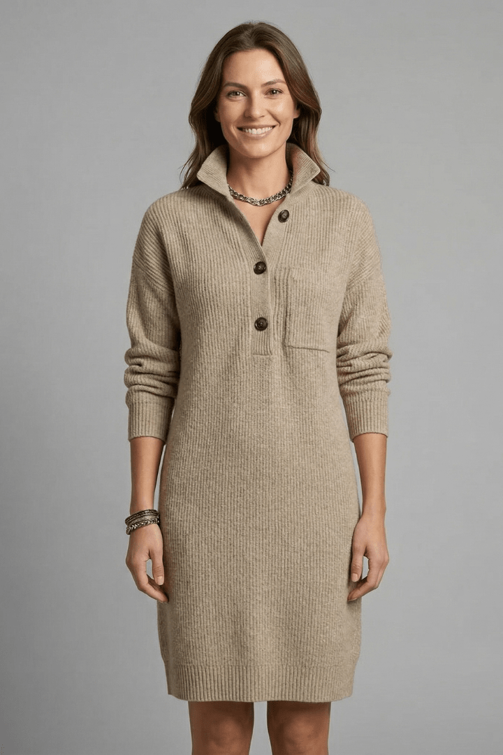 Knit Midi Dress with High Mock Neck – Plus Size Sweater Dress - We are MFEO
