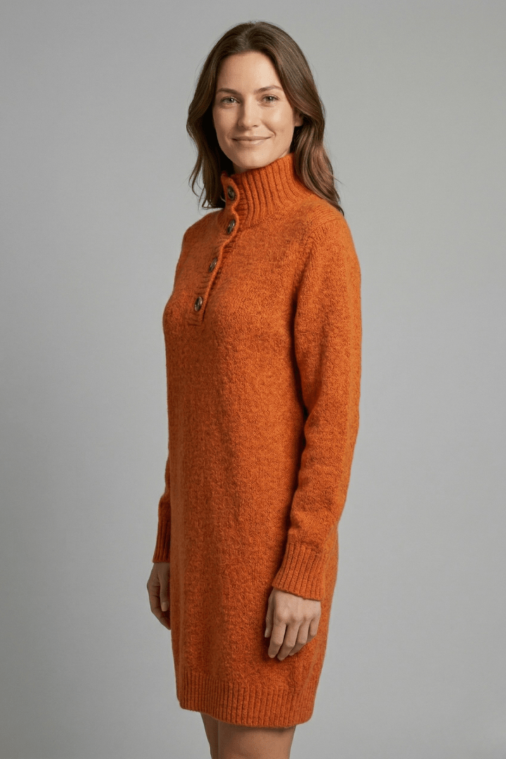 Knit Midi Dress with High Mock Neck – Plus Size Sweater Dress - We are MFEO