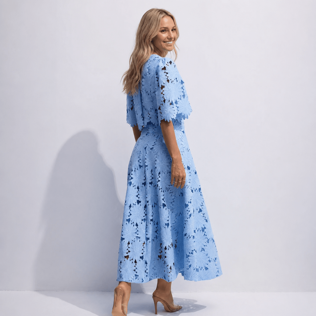 Lace Midi Dress Set – Floral Two-Piece Summer Dress for Weddings and Garden Parties - We are MFEO