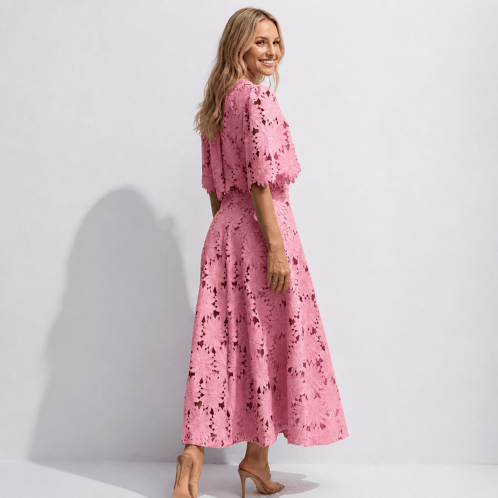 Lace Midi Dress Set – Floral Two-Piece Summer Dress for Weddings and Garden Parties - We are MFEO