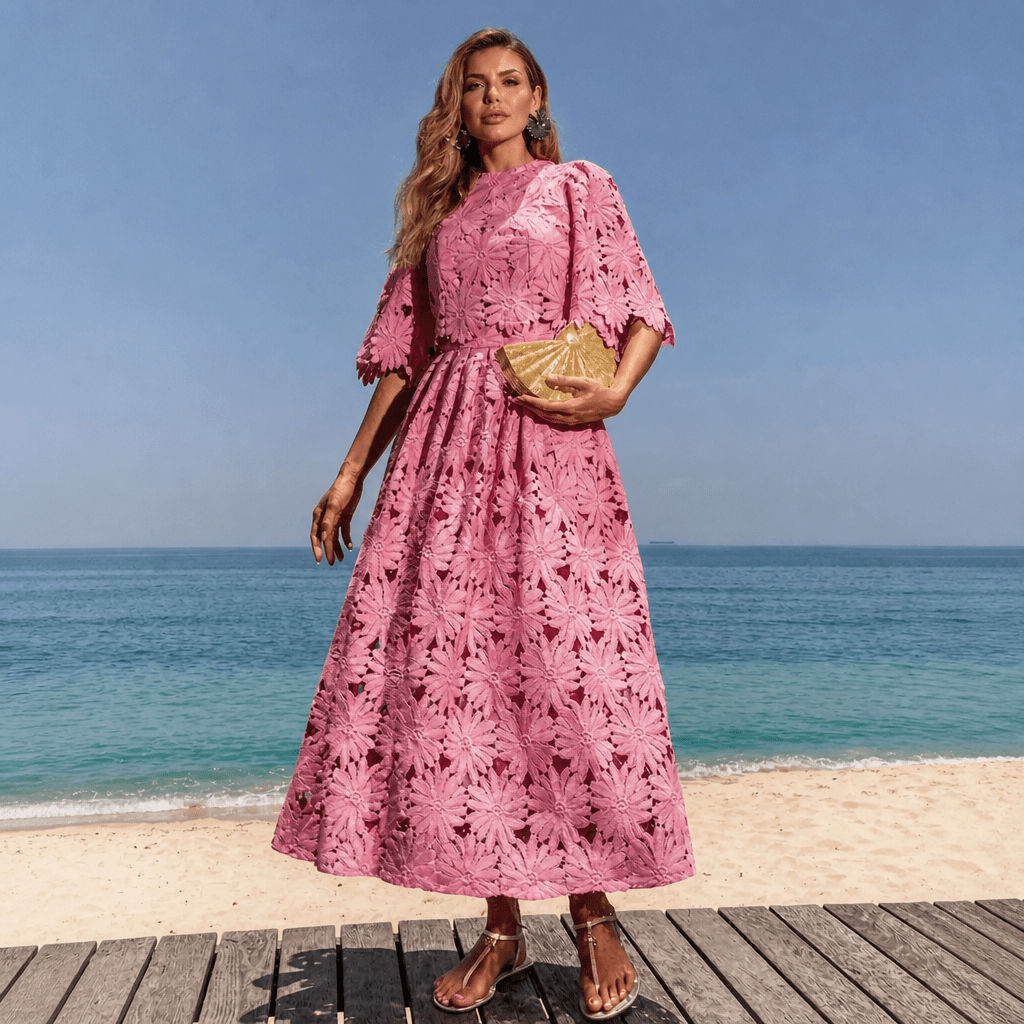 Lace Midi Dress Set – Floral Two-Piece Summer Dress for Weddings and Garden Parties - We are MFEO