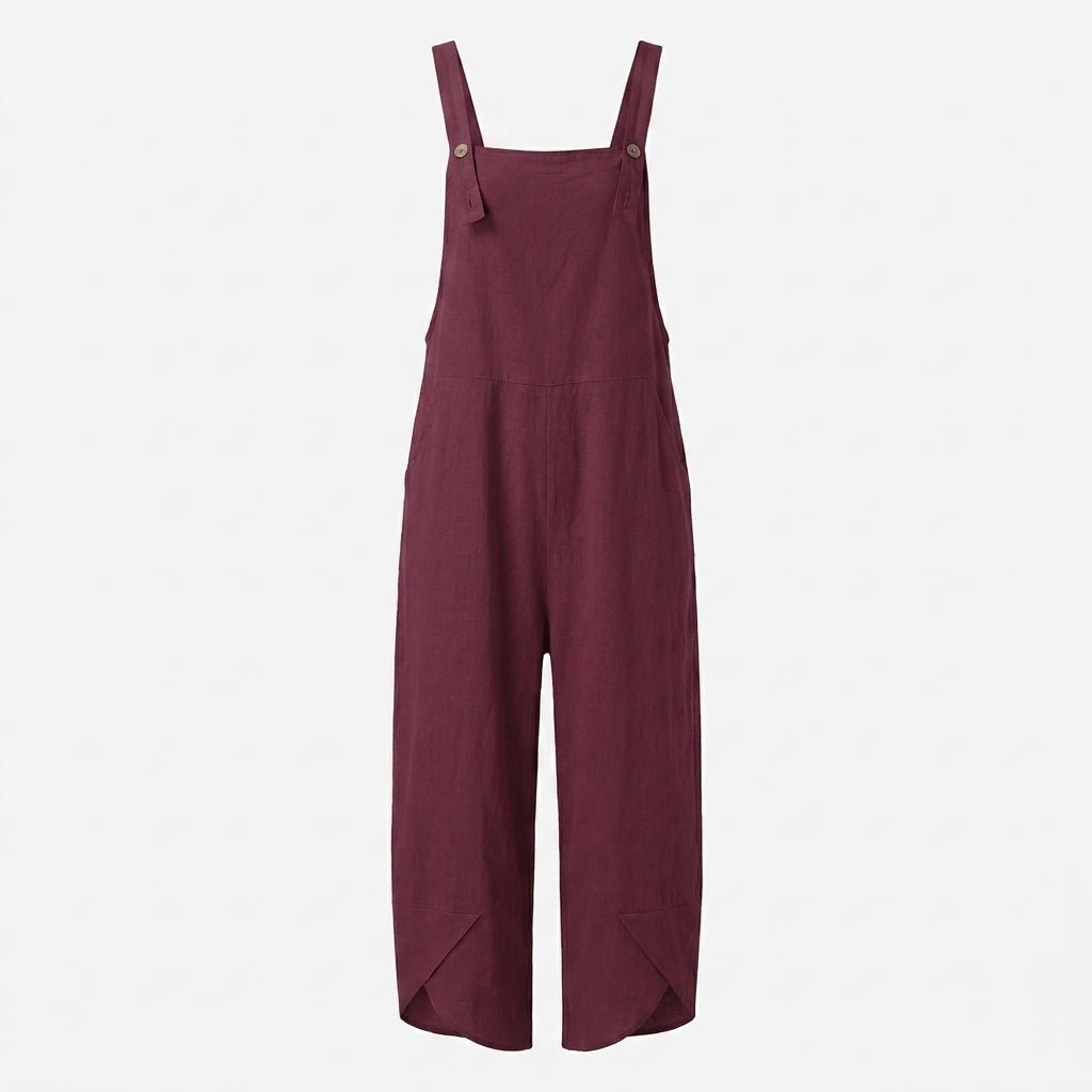 Linen Wide Leg Jumpsuit – Adjustable Straps and Pockets - We are MFEO