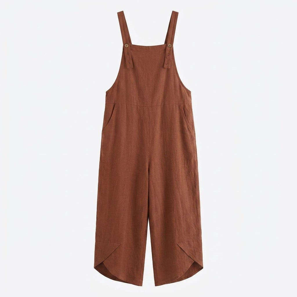 Linen Wide Leg Jumpsuit – Adjustable Straps and Pockets - We are MFEO