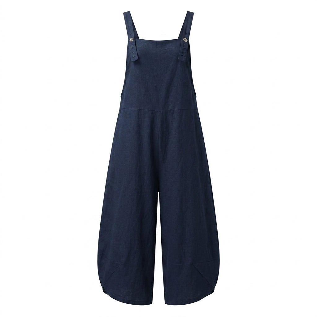 Linen Wide Leg Jumpsuit – Adjustable Straps and Pockets - We are MFEO