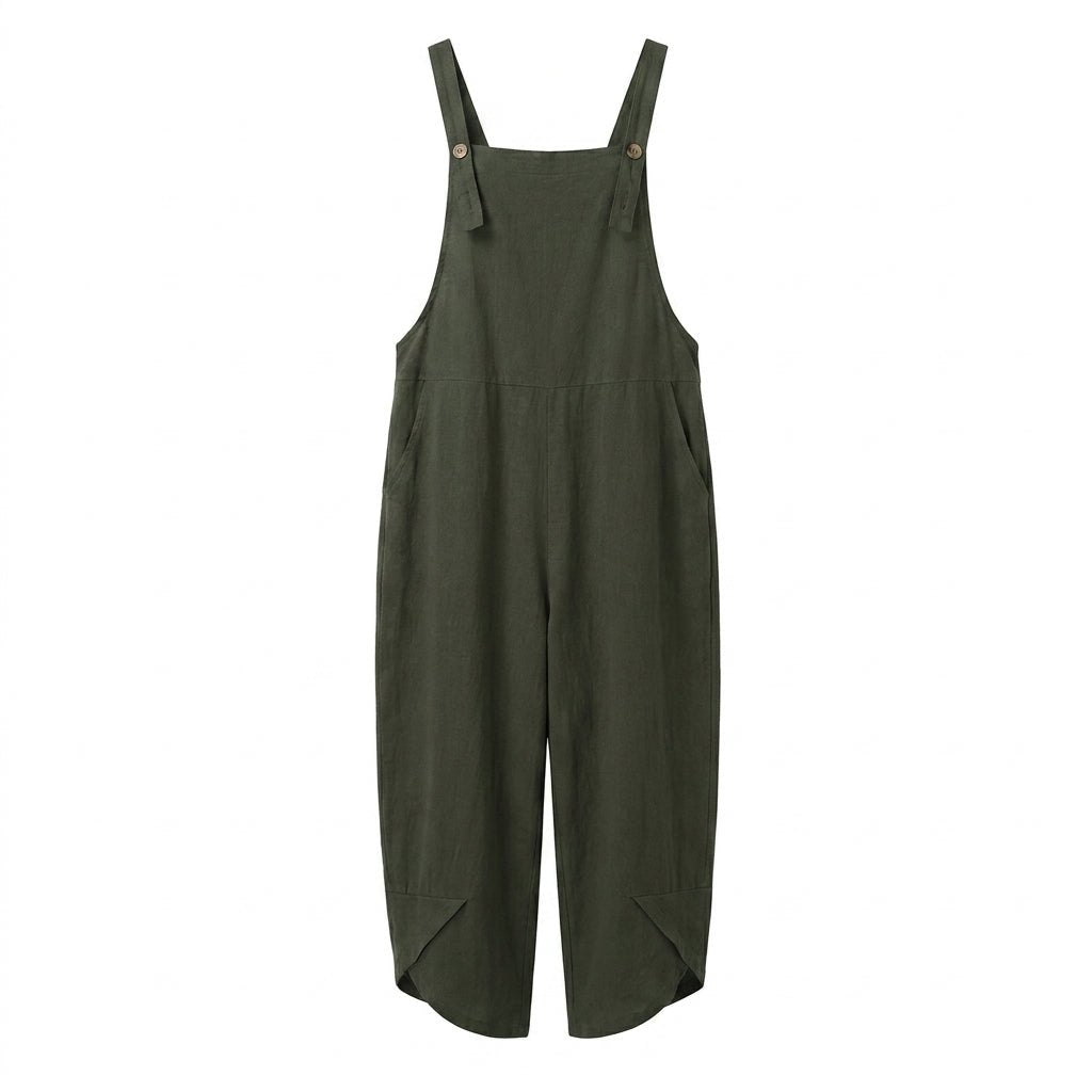 Linen Wide Leg Jumpsuit – Adjustable Straps and Pockets - We are MFEO