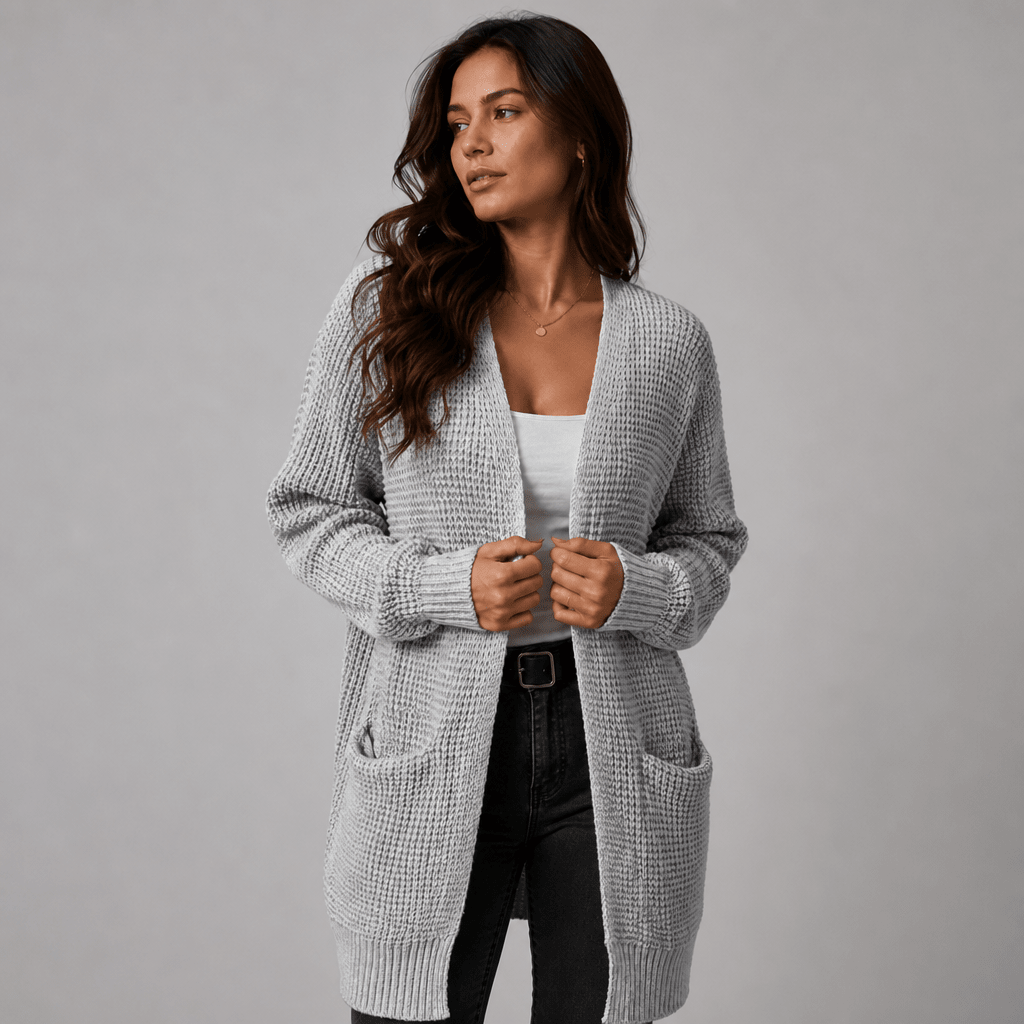 Long Cardigan for Women – Longline Open Front with Textured Knit and Pockets - We are MFEO
