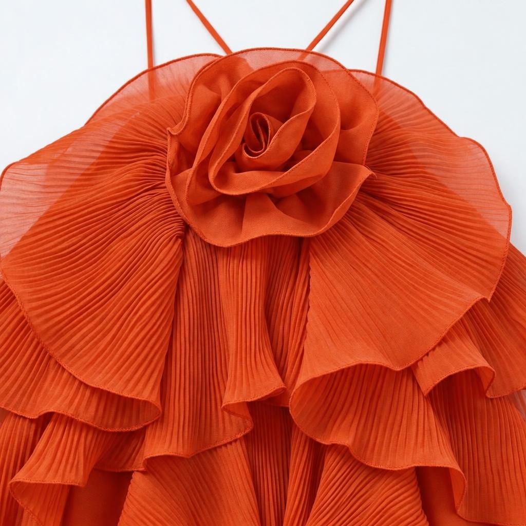Long Halter Formal Maxi Dress with Tiered Ruffle Skirt 3