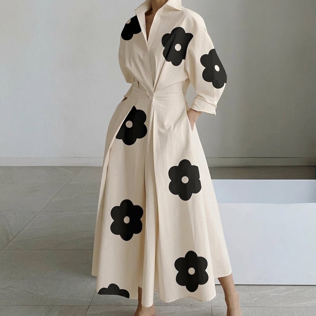 Long Sleeve Maxi Dress – Adjustable Waist, Draped Silhouette, Plus Size Available - We are MFEO