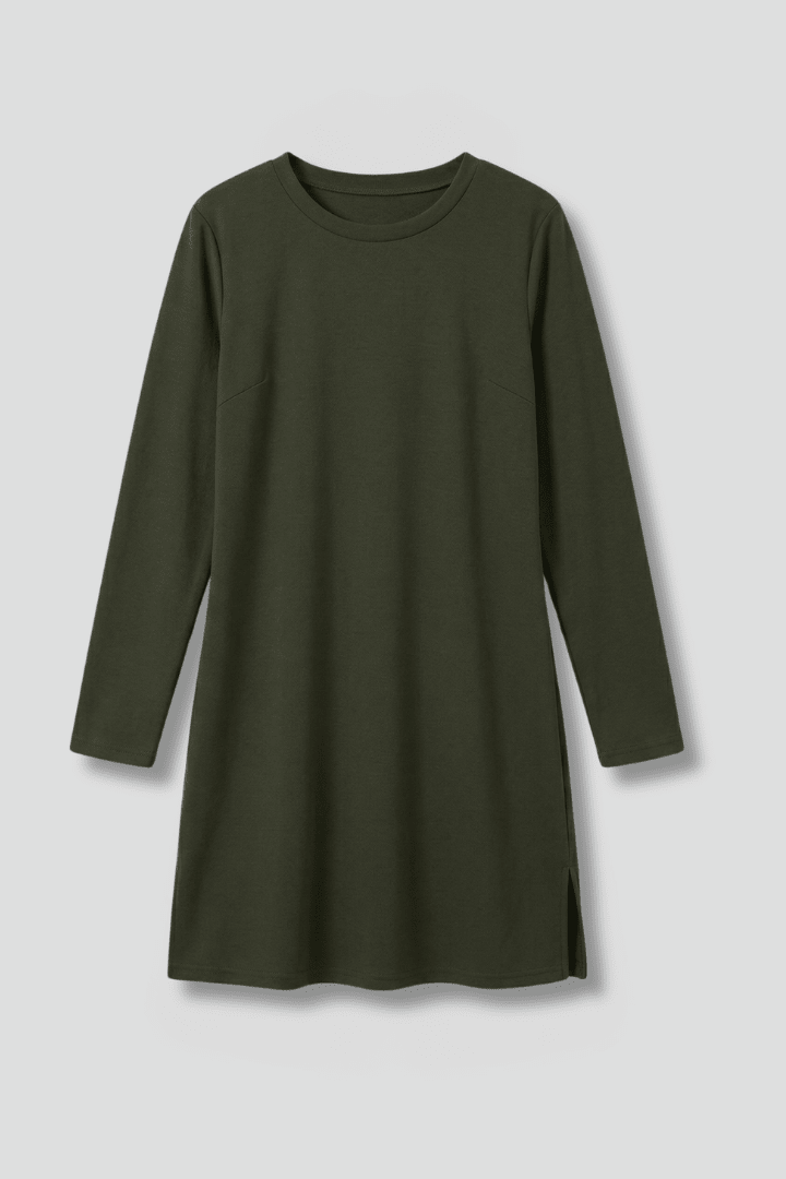 Long Sleeve Mini Dress – Relaxed Fit with Side Slit for Casual Wear - We are MFEO