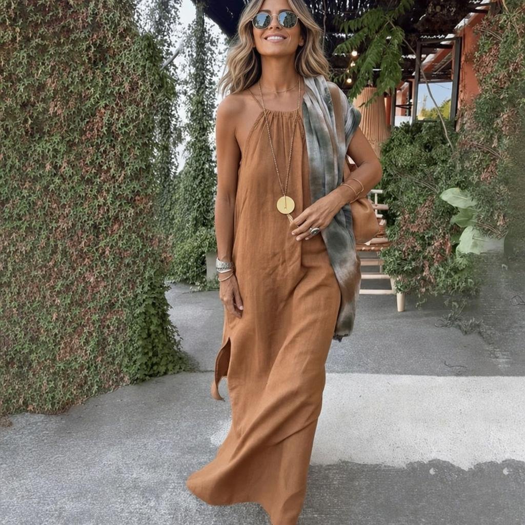 Maxi Dress for Summer – Halter Neck Casual Beachwear with Flowing Silhouette - We are MFEO