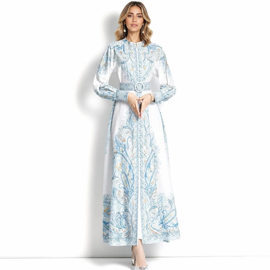 Maxi Dress – Long Sleeves and Belted Waist - We are MFEO