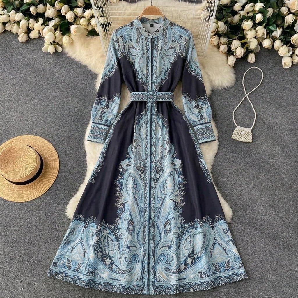 Maxi Dress – Long Sleeves and Belted Waist - We are MFEO