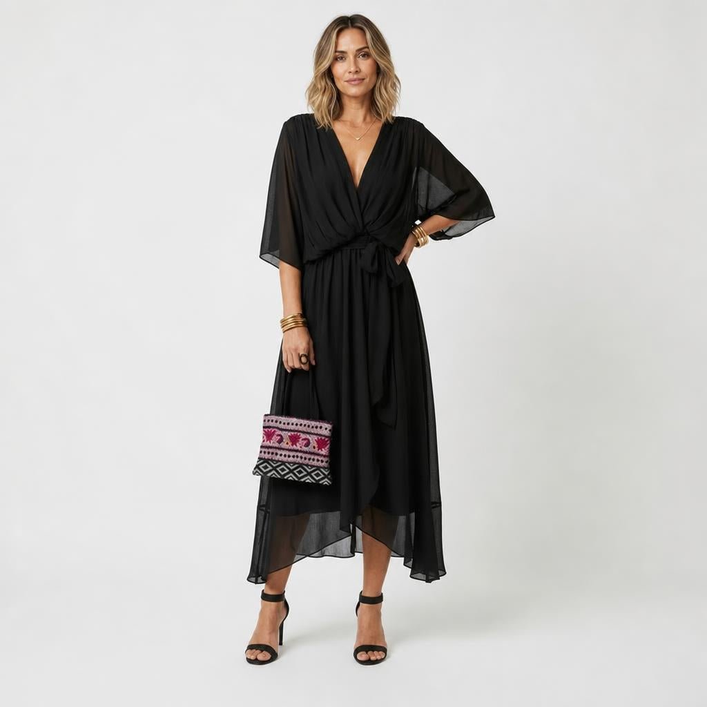 Maxi Dress with Adjustable Waist – Soft Flowing Fabric for Spring - We are MFEO