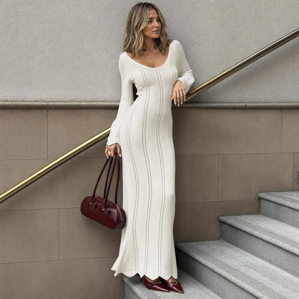 Maxi Dress with Long Sleeves – Bodycon Knit Style - We are MFEO