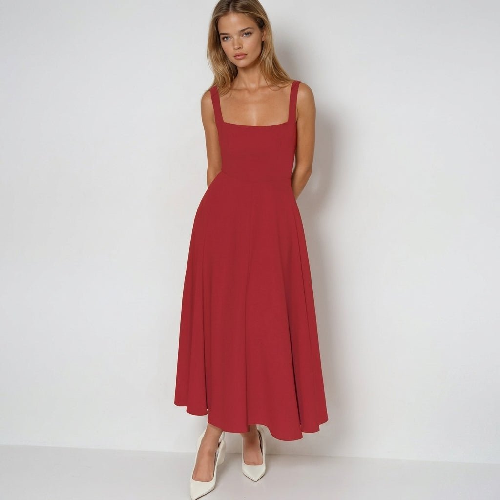 Maxi Dress with Square Neckline – A-Line Fit for Summer Weddings and Formal Events - We are MFEO