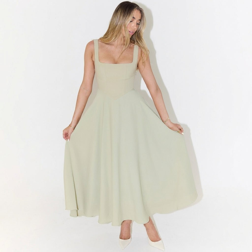 Maxi Dress with Square Neckline – A-Line Fit for Summer Weddings and Formal Events - We are MFEO
