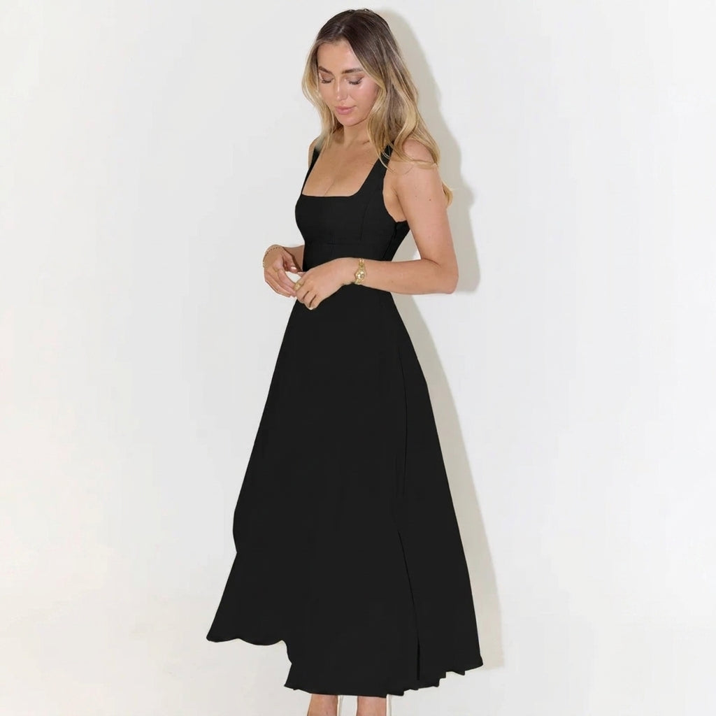 Maxi Dress with Square Neckline – A-Line Fit for Summer Weddings and Formal Events 8