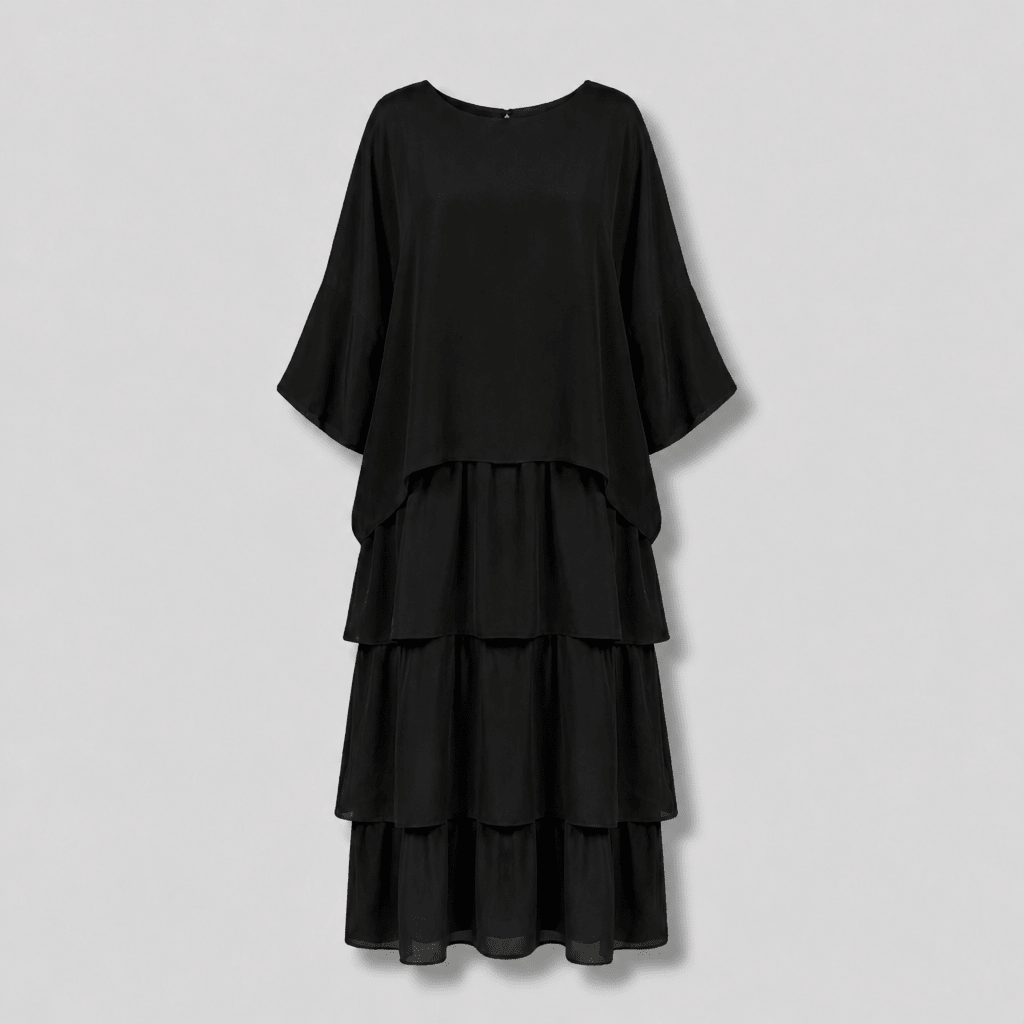 Maxi Dress with Wide Sleeves – Tiered Chiffon for Summer and Formal Events - We are MFEO
