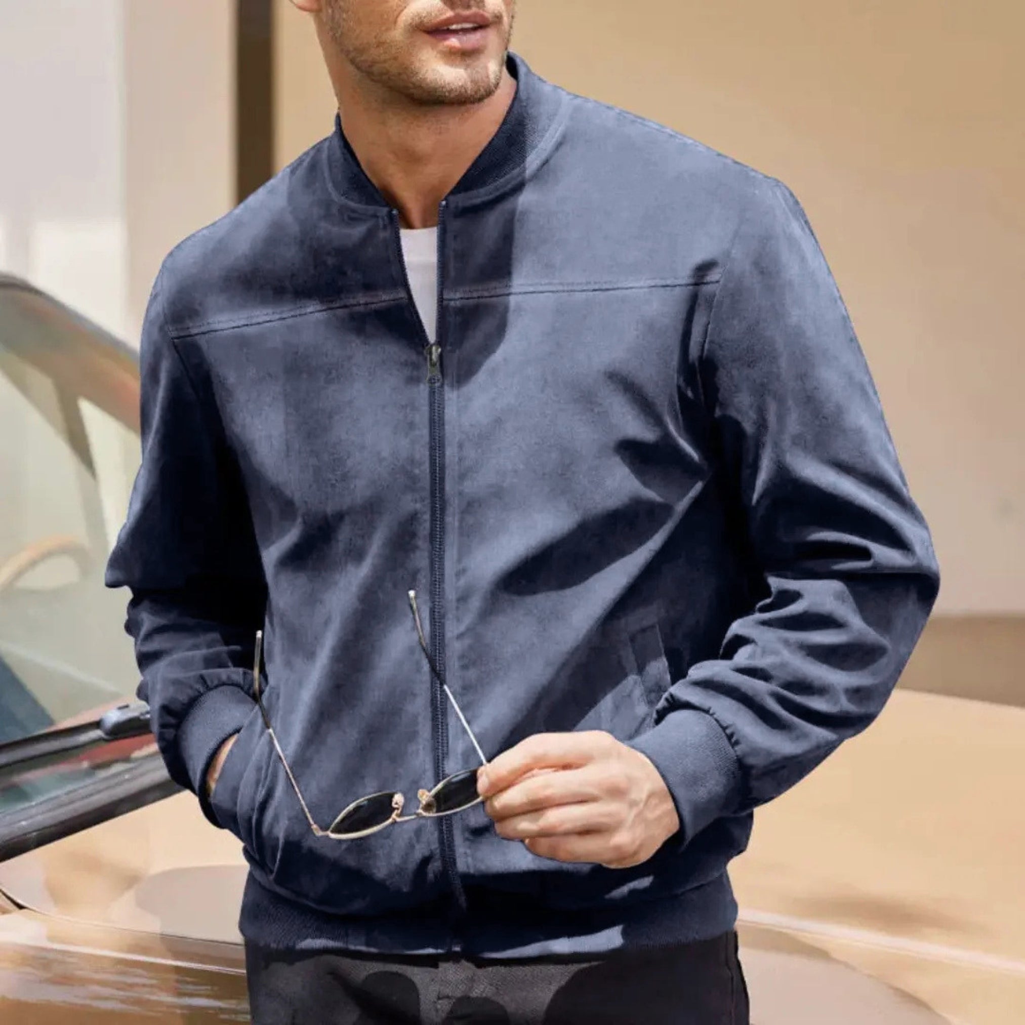 Men's Bomber Jacket – Slim Fit with Ribbed Collar and Zip Pockets - We are MFEO