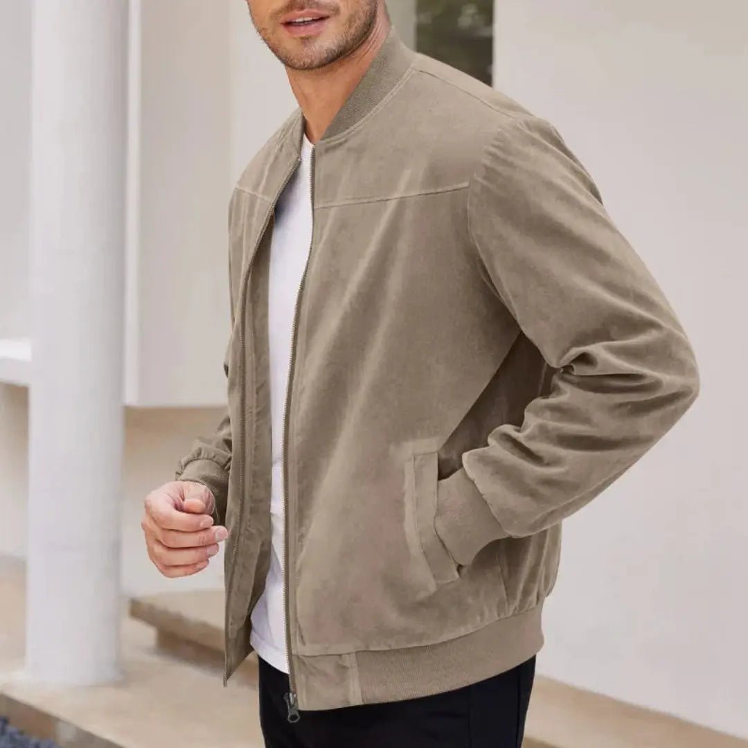 Men's Bomber Jacket – Slim Fit with Ribbed Collar and Zip Pockets - We are MFEO