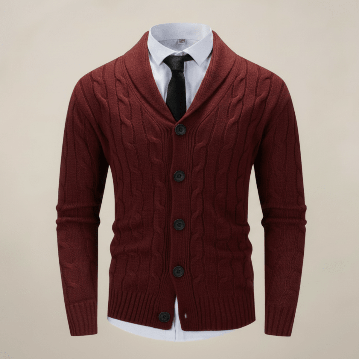 Men's Cable Knit Cardigan – Shawl Collar Sweater for Smart Casual Winter Layering - We are MFEO