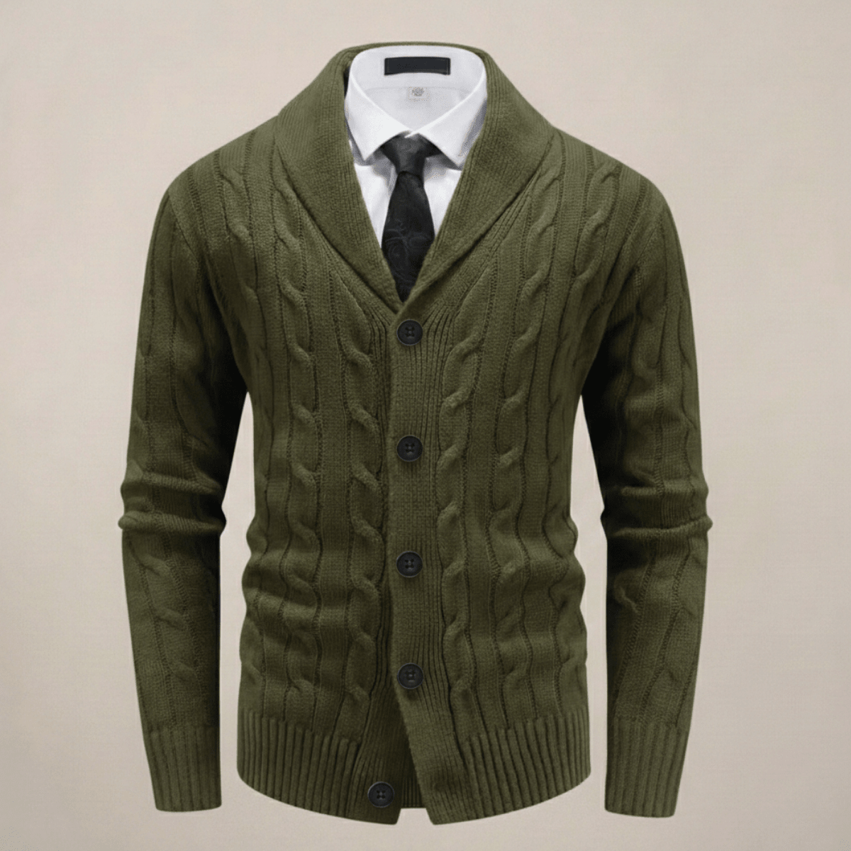 Men's Cable Knit Cardigan – Shawl Collar Sweater for Smart Casual Winter Layering - We are MFEO