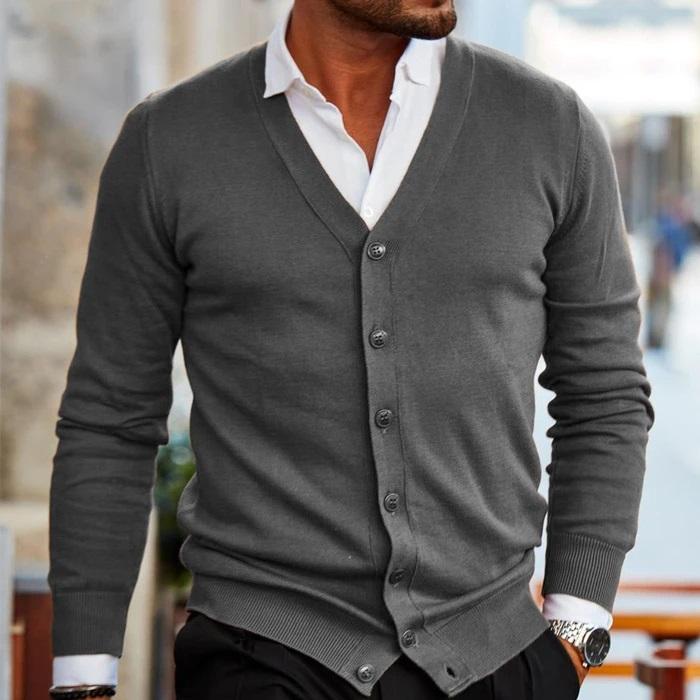 Men's Cardigan Sweater – Slim Fit V - Neck for Autumn and Winter Smart Casual Wear - We are MFEO