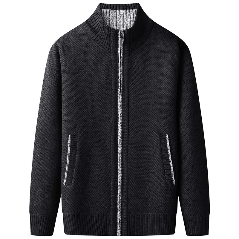 Men's Cardigan Sweater Zip - Up with Stand Collar – Ribbed Hem and Pockets for Casual Wear - We are MFEO