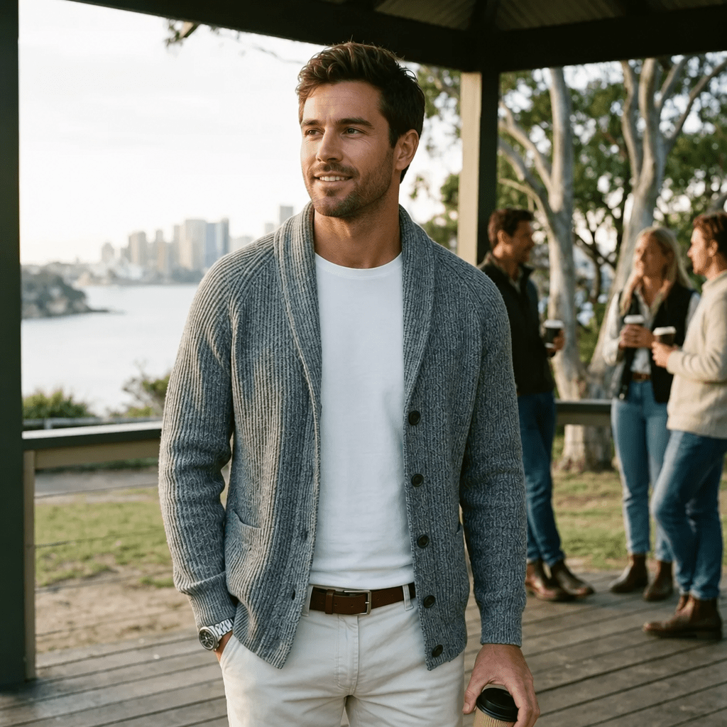 Men's Cardigan with Shawl Collar - We are MFEO