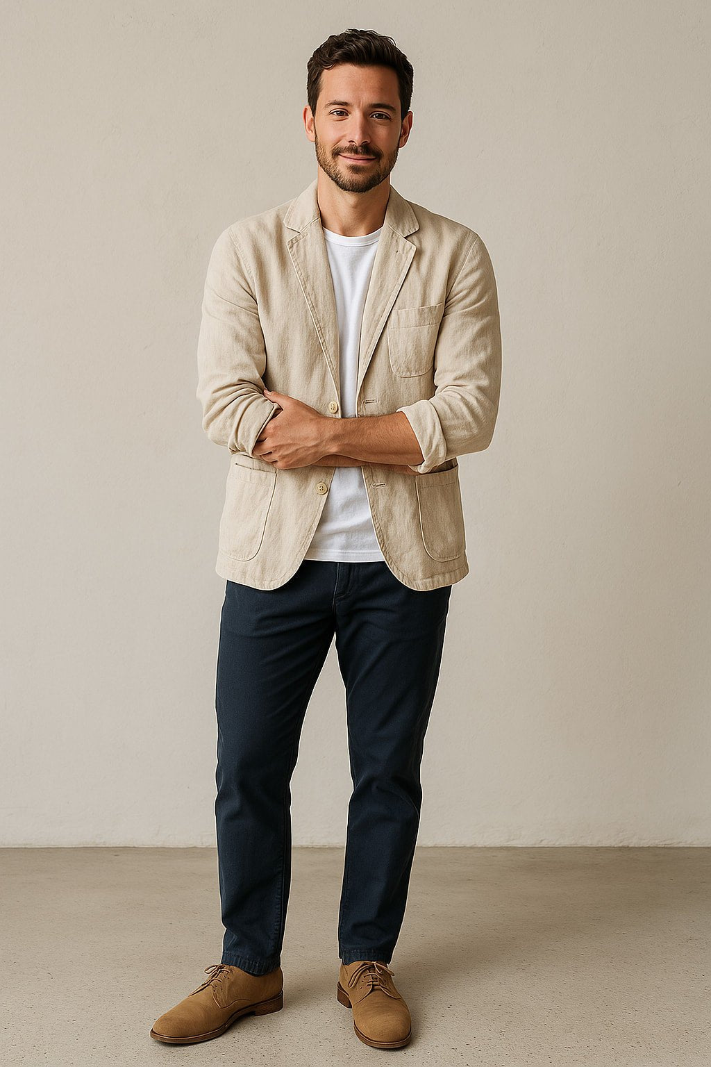 Men's Casual Blazer Jacket – Lightweight Linen Blend, Unstructured Fit for Smart-Casual Wear - We are MFEO