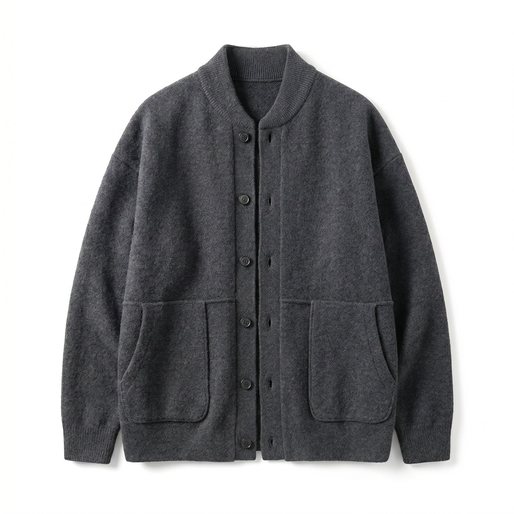 Men's Casual Button-Up Cardigan – Bomber Collar with Front Pockets - We are MFEO