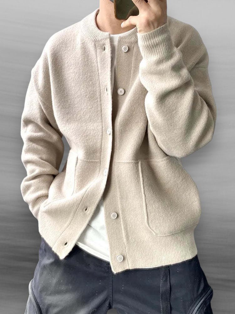 Men's Casual Button - Up Cardigan – Bomber Collar with Front Pockets - We are MFEO