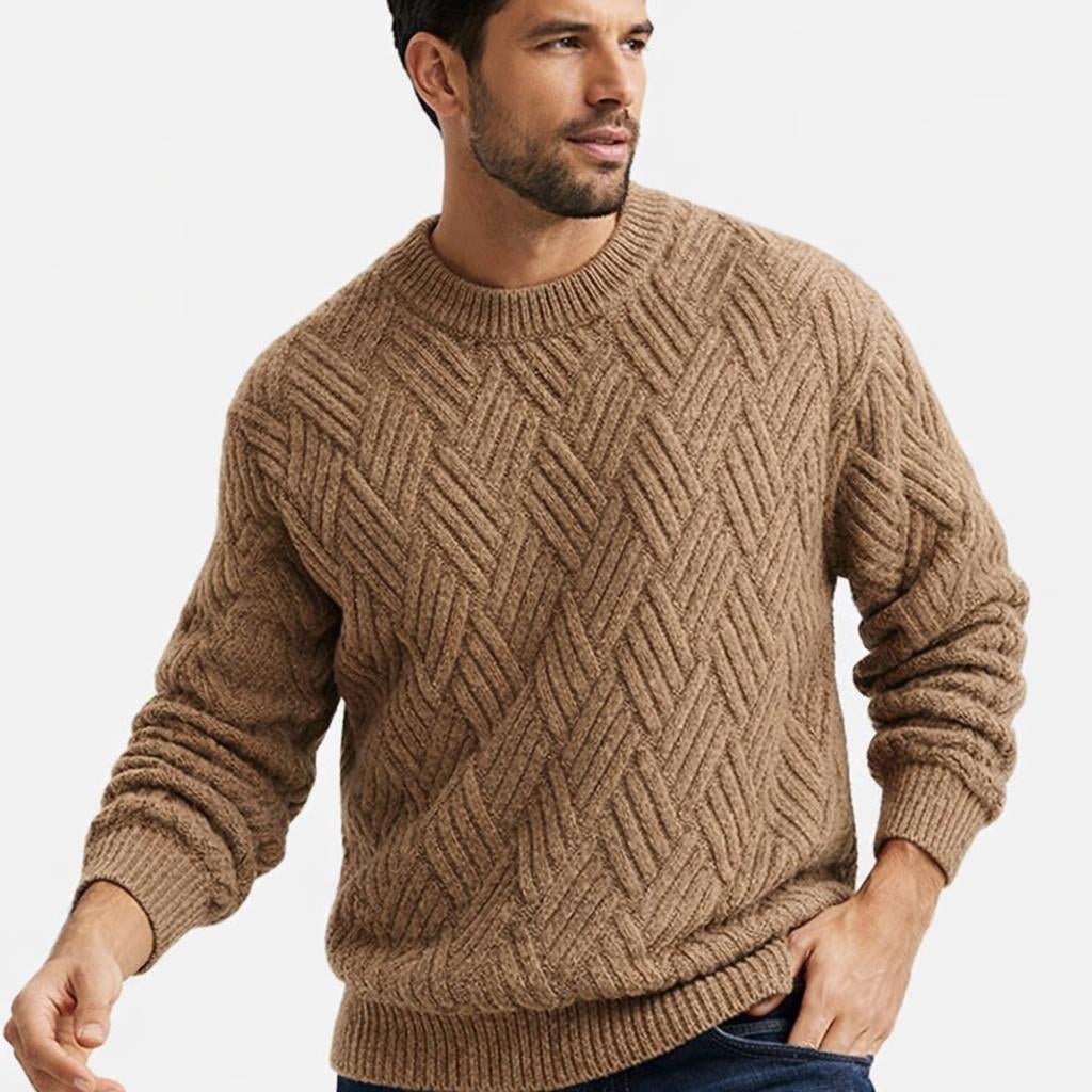 Men's Crewneck Sweater – Patterned Long Sleeve with Relaxed Fit - We are MFEO